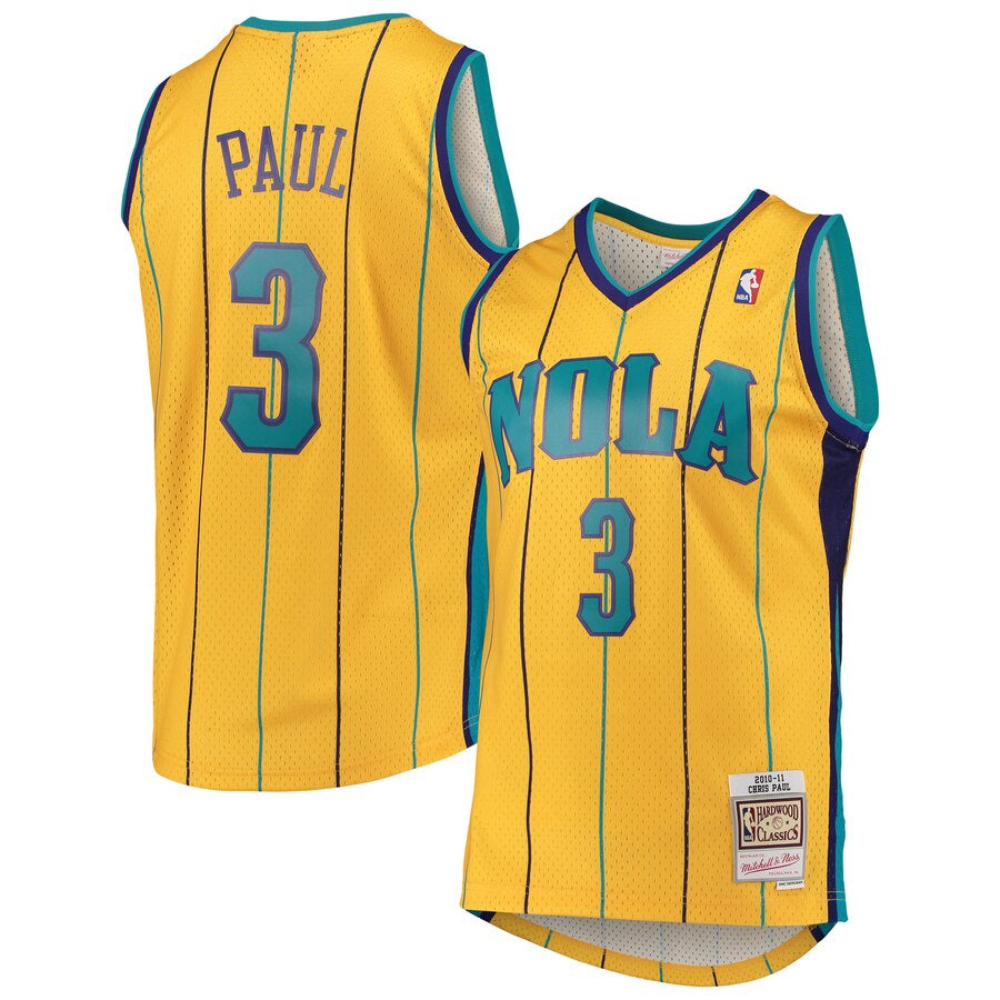 New Orleans Hornets Chris Paul Mitchell & Ness Yellow Hardwood Classics Swingman Jersey for Men product image 1, provided