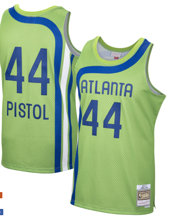 Atlanta Hawks Pete "Pistol" Maravich 1970/71 Mitchell & Ness Green Basketball Jersey product image 1, provided for visual