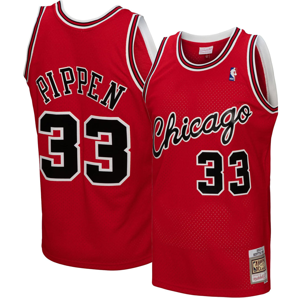 Mens Chicago Bulls Scottie Pippen Mitchell & Ness Red 2003 Hardwood Classics Swingman Jersey product image 1, provided for