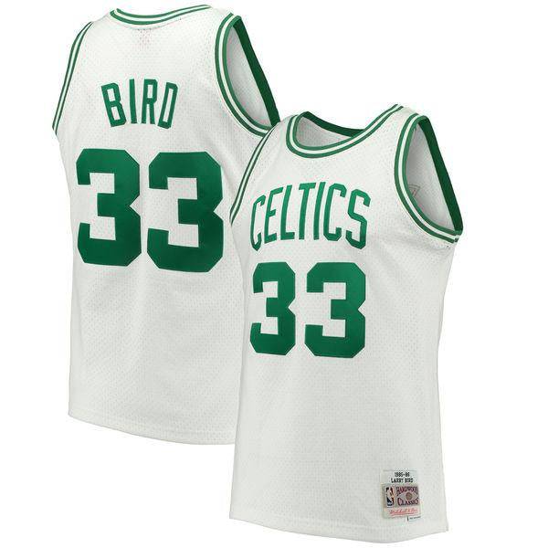 Men’s Larry Bird Boston Celtics 1985-86 White Swingman Replica Jersey By Mitchell & Ness product image 1, provided for