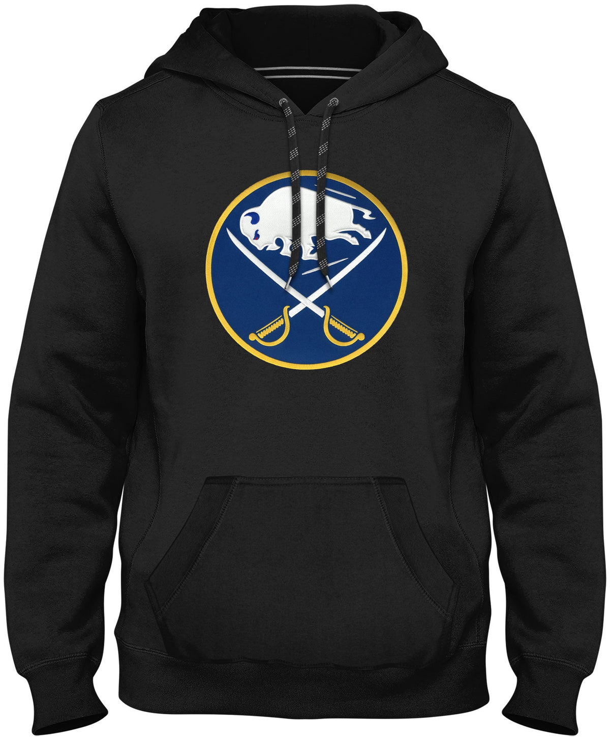 Buffalo Sabres NHL Bulletin Men Black Express Twill Logo Hoodie product image 1, provided for visual reference and product