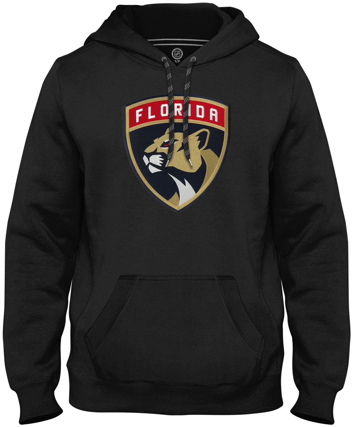Florida Panthers NHL Bulletin Men Black Express Twill Logo Hoodie product image 1, provided for visual reference and product