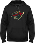 Minnesota Wild NHL Bulletin Men Black Express Twill Logo Hoodie product image 1, provided for visual reference and product