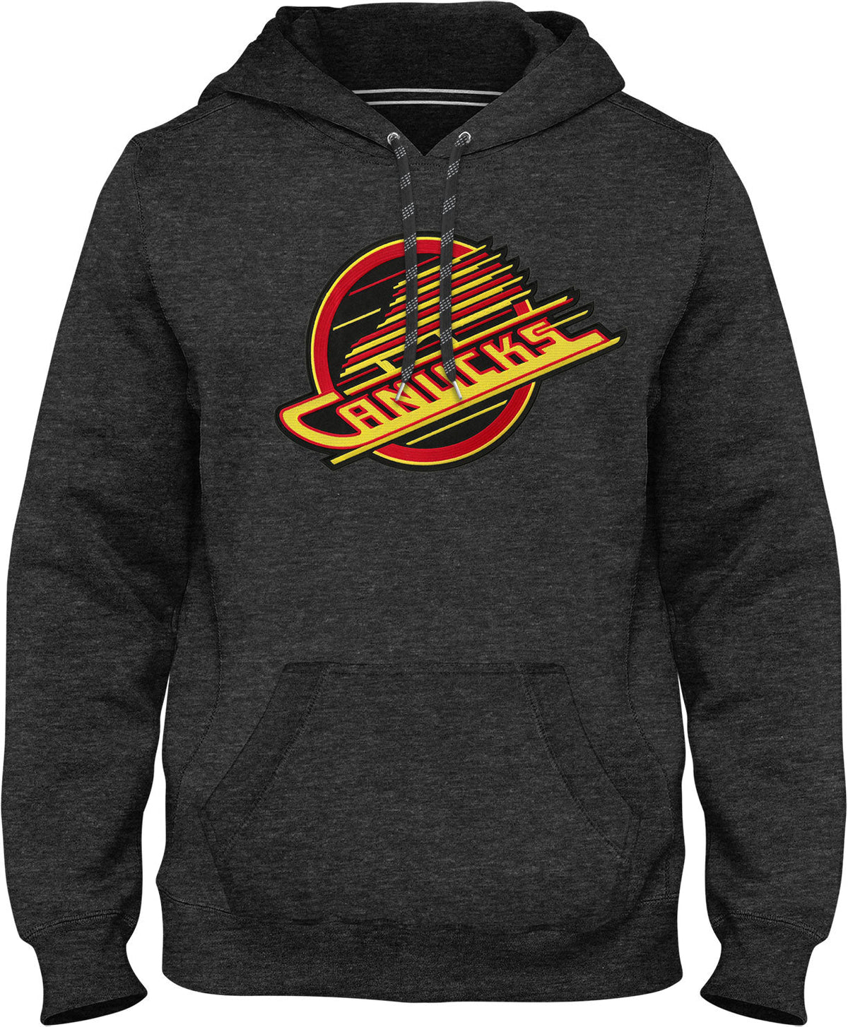 Vancouver Canucks NHL Bulletin Men Charcoal Express Twill Skate Logo Hoodie product image 1, provided for visual reference