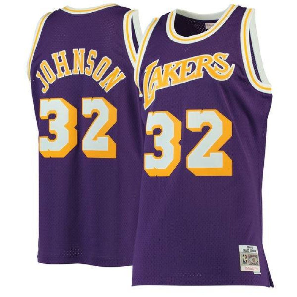 Los Angeles Lakers Magic Johnson Mitchell & Ness Purple 1984-85 Hardwood Classics Swingman Jersey for Men product image 1,