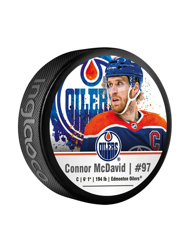 Connor Mcdavid Edmonton Oilers NHL Inglasco Cube Star Hockey Puck product image 2, provided for visual reference and product