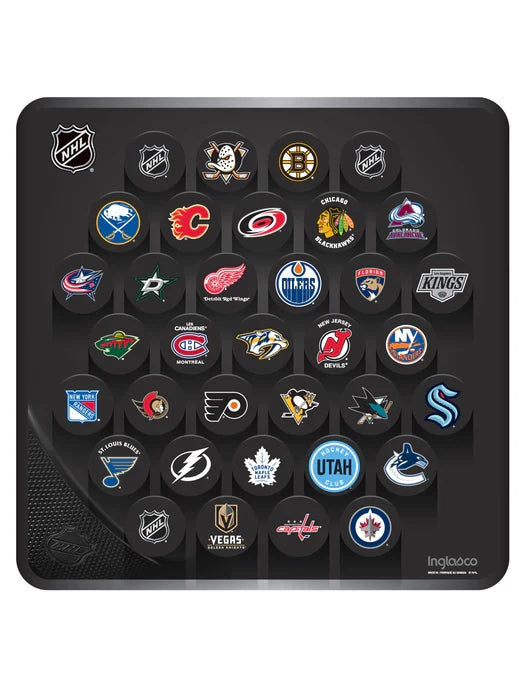 NHL Inglasco 32 Teams Basic Logo Hockey Puck Wall Plaque product image 1, provided for visual reference and product detail