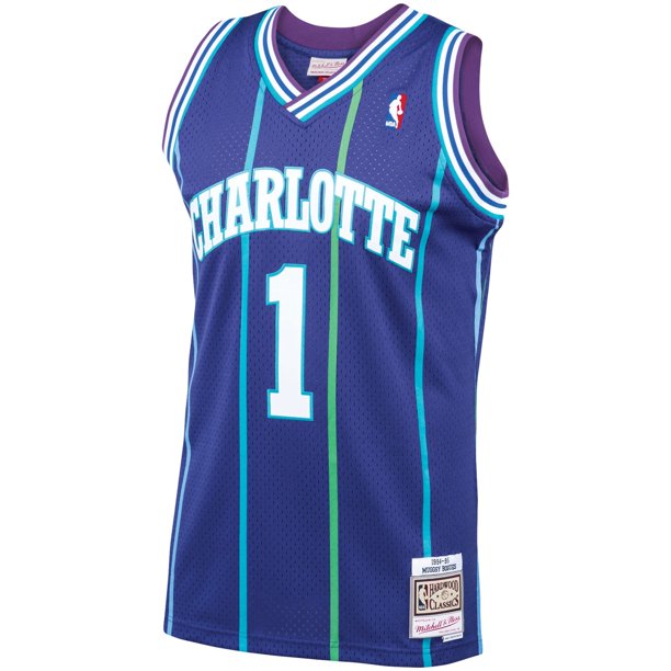 Charlotte Hornets Muggsy Bogues Mitchell & Ness Purple 1994-95 Hardwood Classics Swingman Jersey product image 2, provided