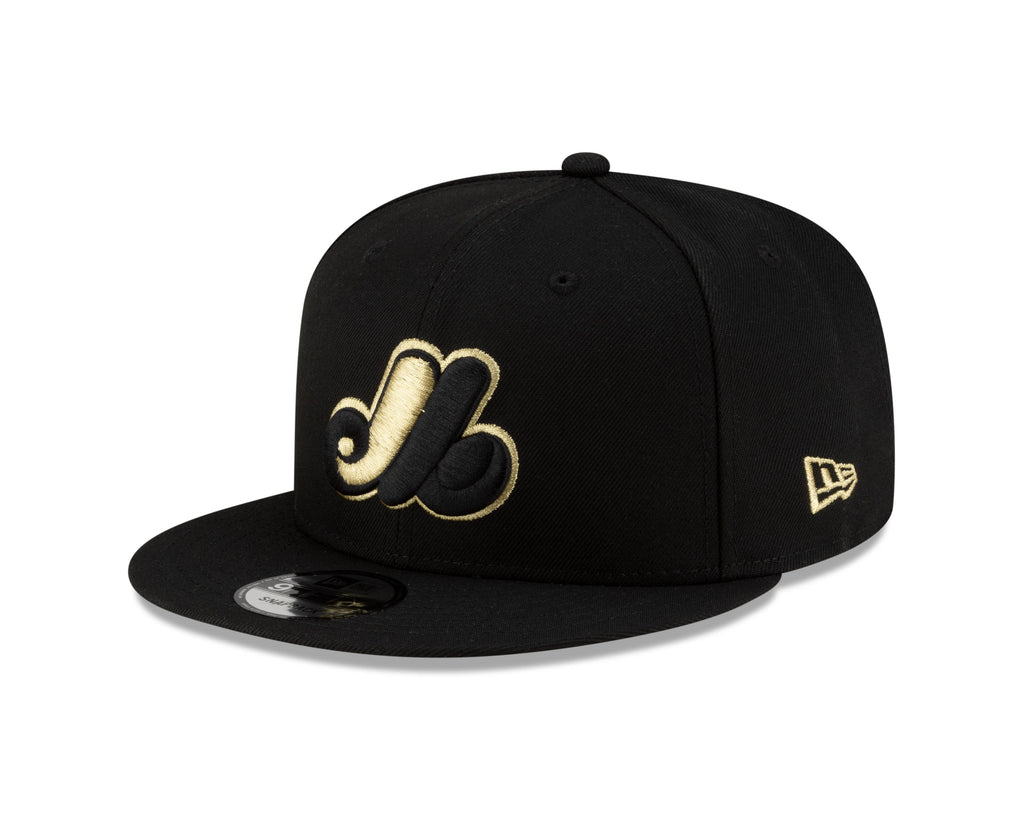Montreal Expos MLB New Era Men Black/Gold 9Fifty Cooperstown Snapback product image 1, provided for visual reference and