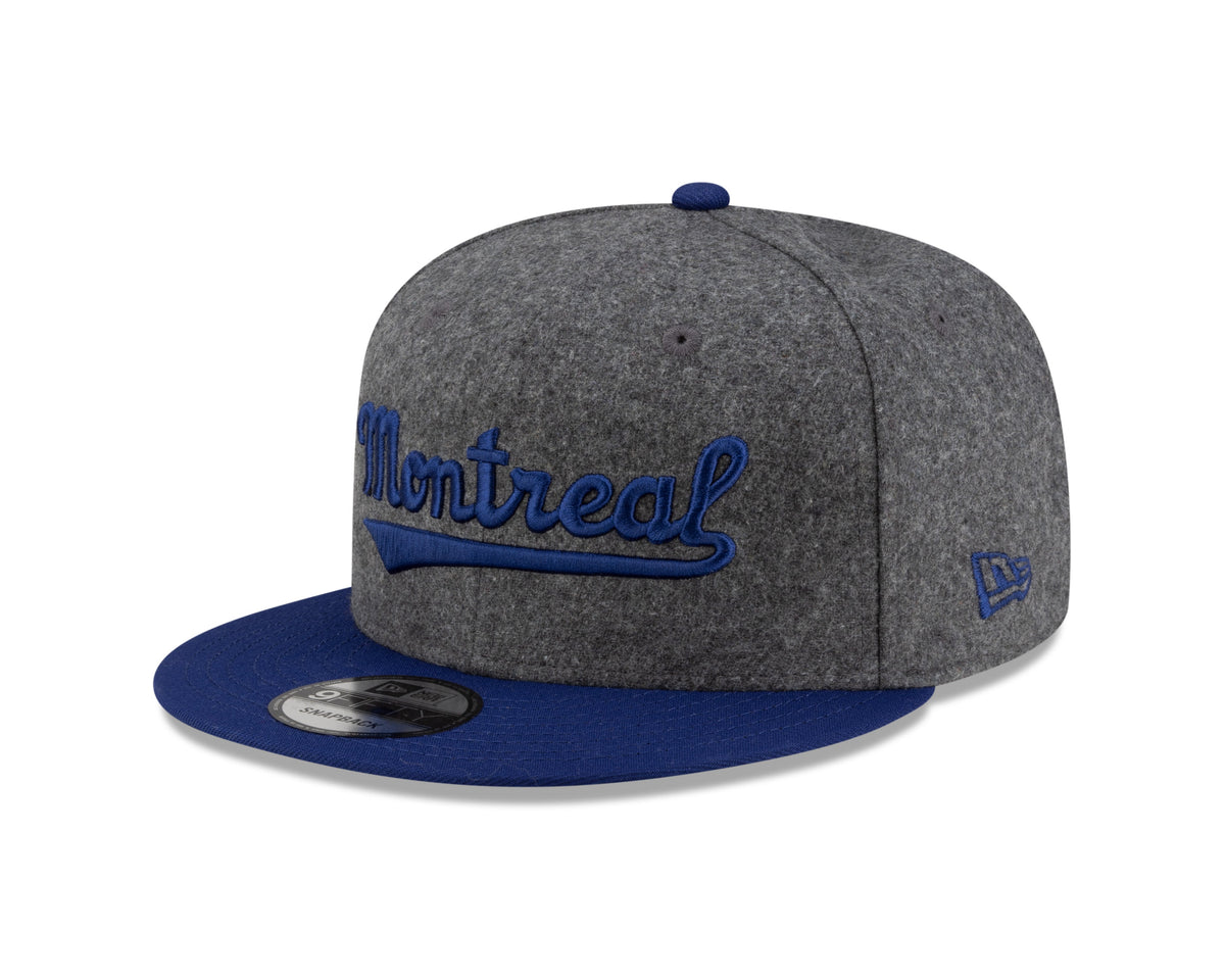 Montreal Royals MiLB New Era Men Grey Melton 9Fifty Vintage Snapback product image 2, provided for visual reference and