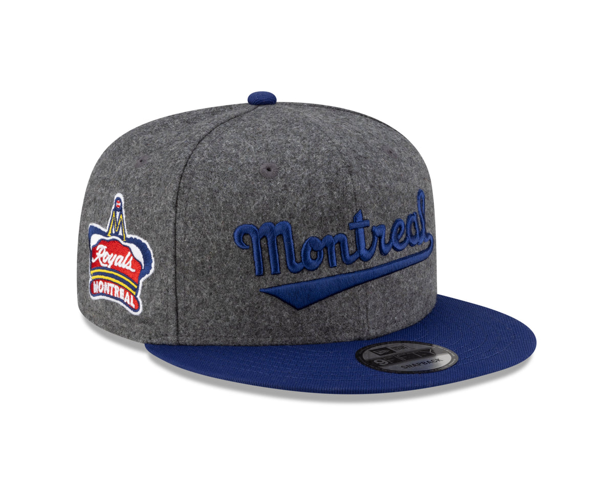 Montreal Royals MiLB New Era Men Grey Melton 9Fifty Vintage Snapback product image 1, provided for visual reference and