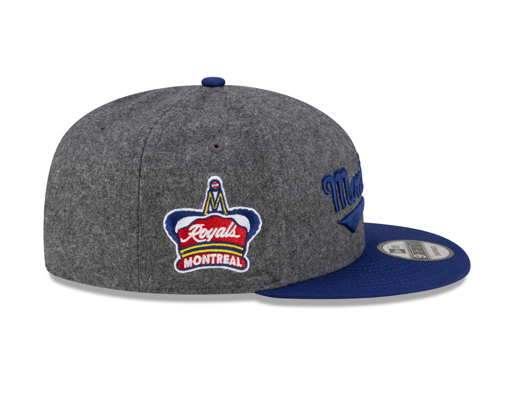 Montreal Royals MiLB New Era Men Grey Melton 9Fifty Vintage Snapback product image 5, provided for visual reference and