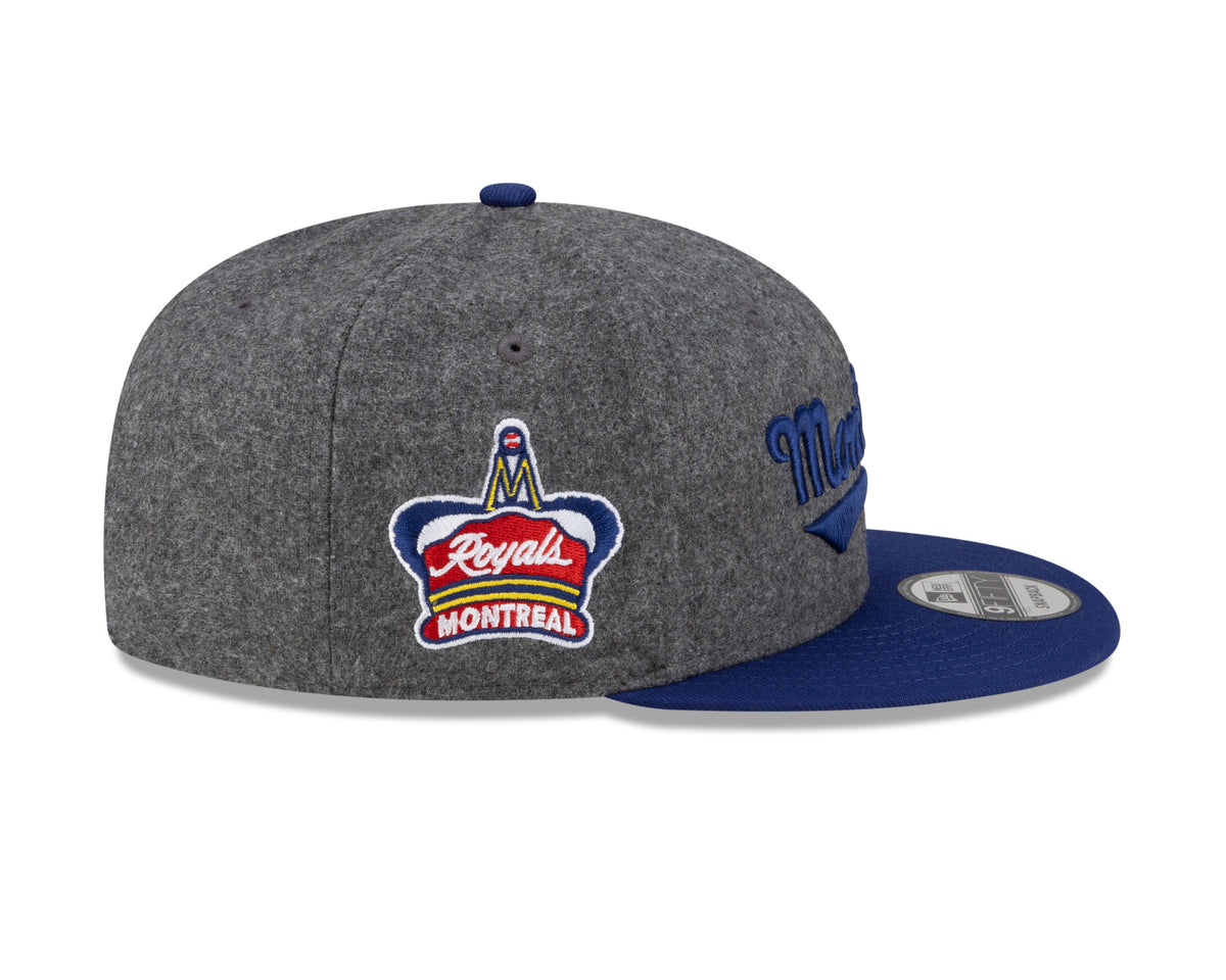 Montreal Royals MiLB New Era Men Grey Melton 9Fifty Vintage Snapback product image 5, provided for visual reference and