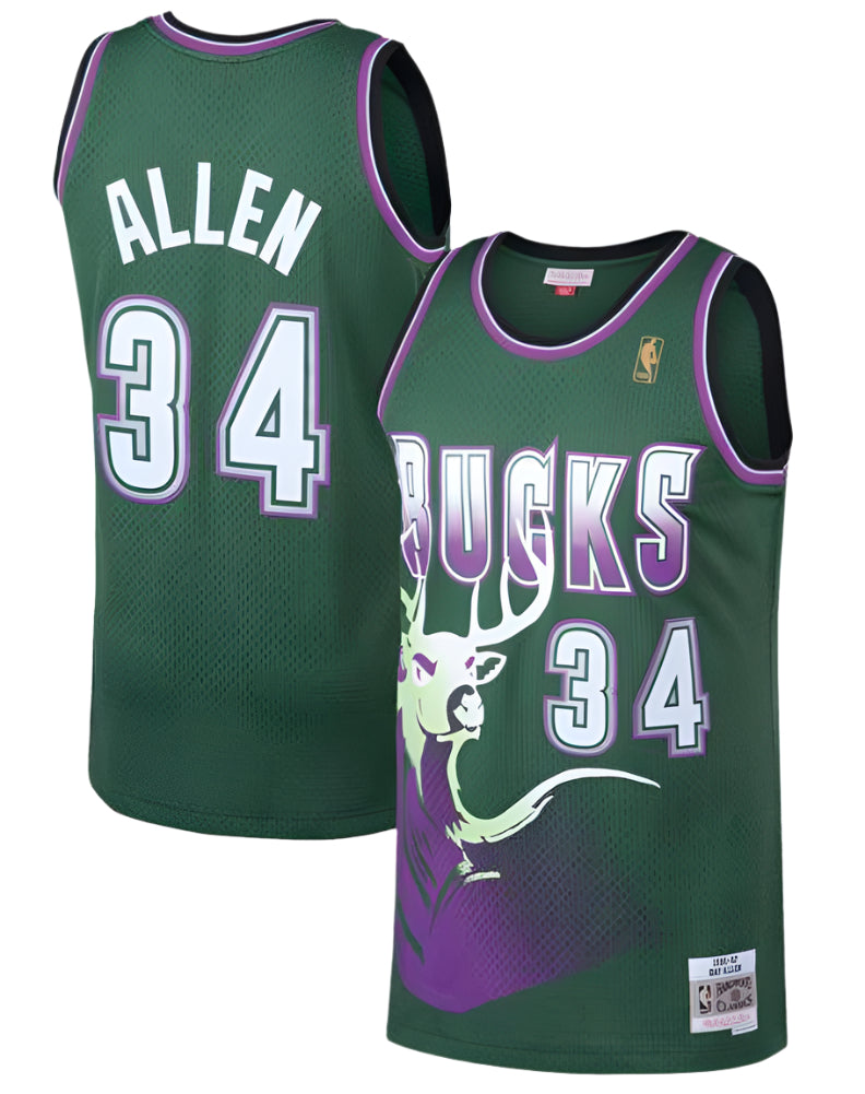 Milwaukee Bucks Ray Allen Mitchell & Ness Kelly Green 1996-97 Hardwood Classics Swingman Jersey for Men product image 1,