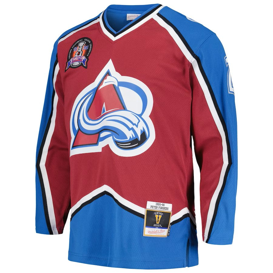 Peter Forsberg Colorado Avalanche NHL Mitchell & Ness Men Maroon 1995 Blue Line Authentic Jersey product image 2, provided