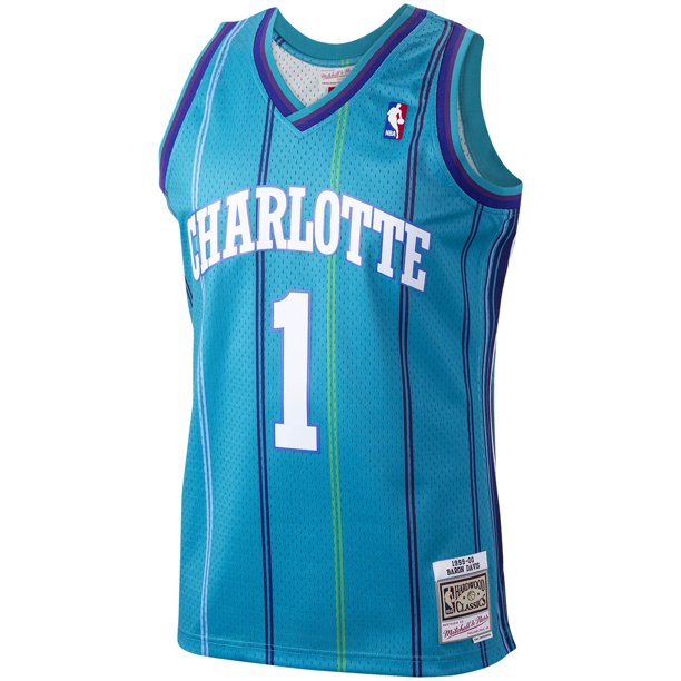 Men’s Baron Davis Charlotte Hornets Teal 1999-2000 Swingman Replica Jersey By Mitchell & Ness product image 2, provided for