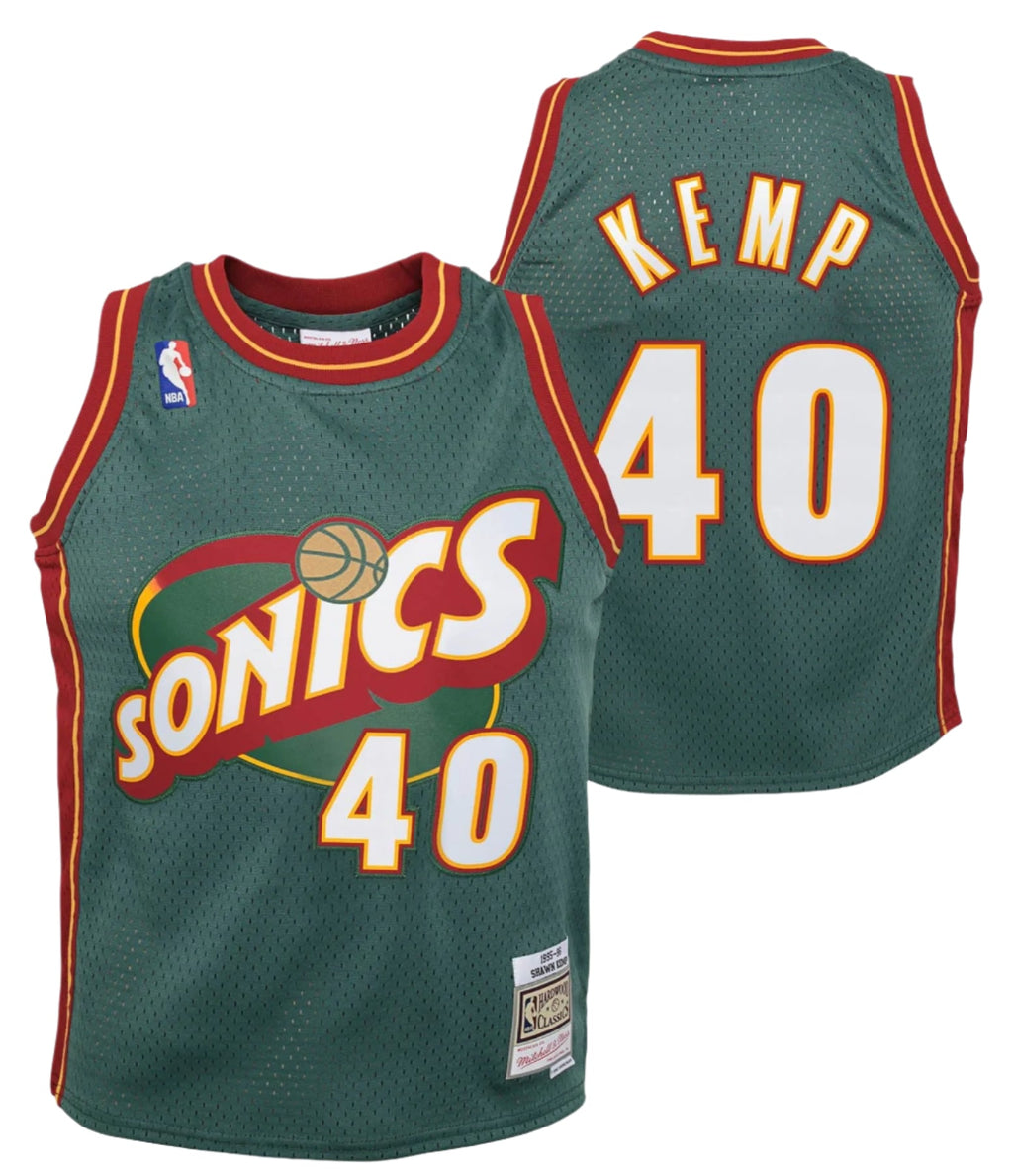Shawn Kemp Seattle Supersonics Mitchell & Ness 1996-96 Green NBA Swingman Hardwood Classics Jersey product image 1, provided