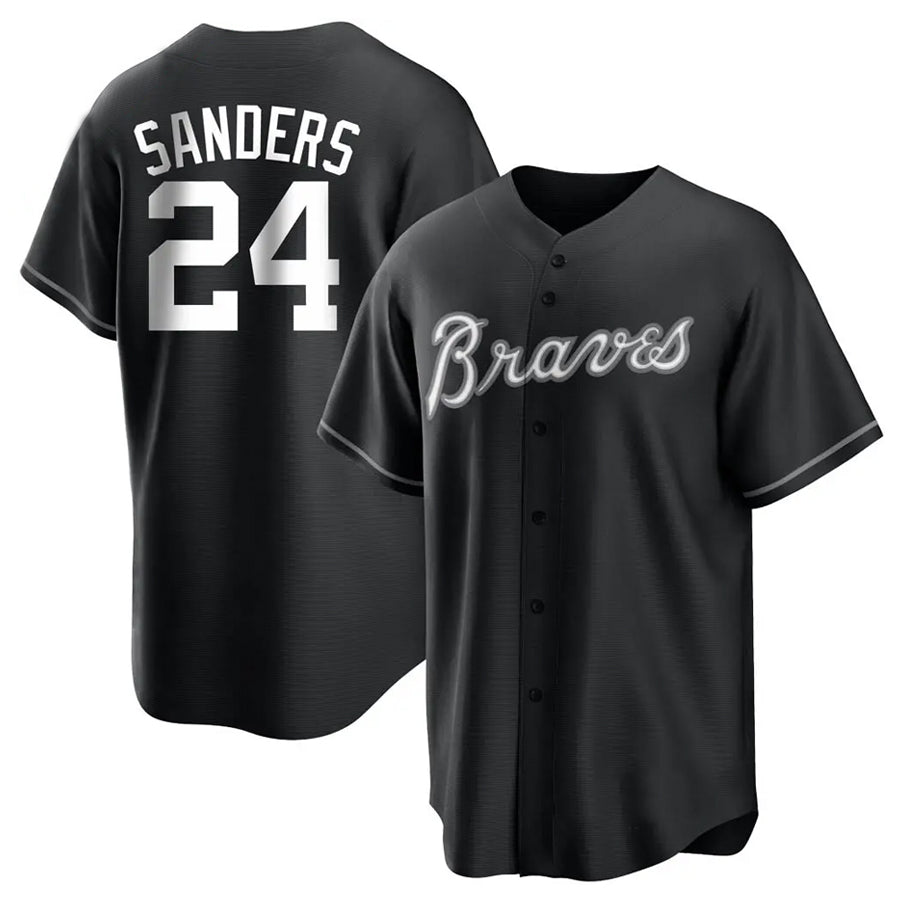 A.Braves #24 Deion Sanders Player Black Lights Out Replica product image 1