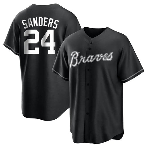 A.Braves #24 Deion Sanders Player Black Lights Out Replica product image 1
