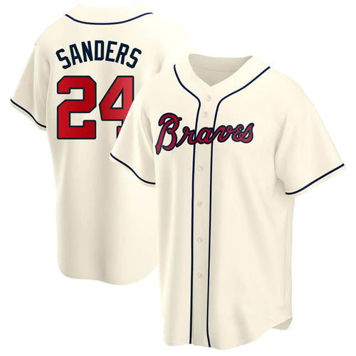 A.Braves #24 Deion Sanders Player Cream Replica Game product image 1