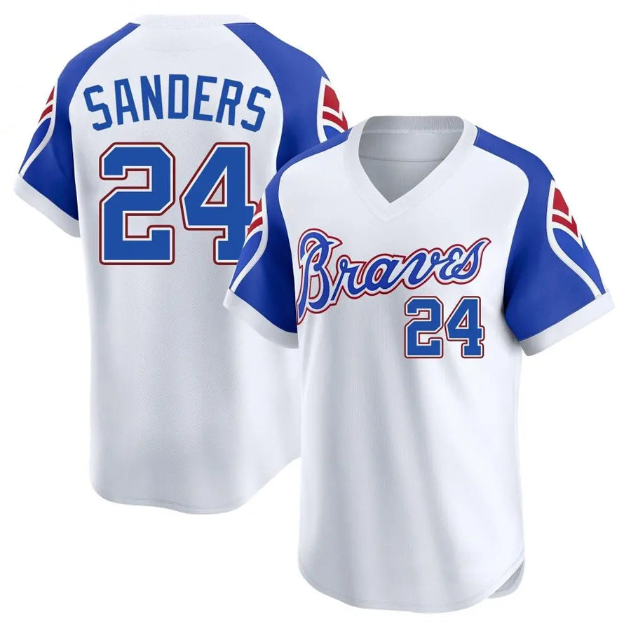 A.Braves #24 Deion Sanders Player Limited White Throwback product image 1