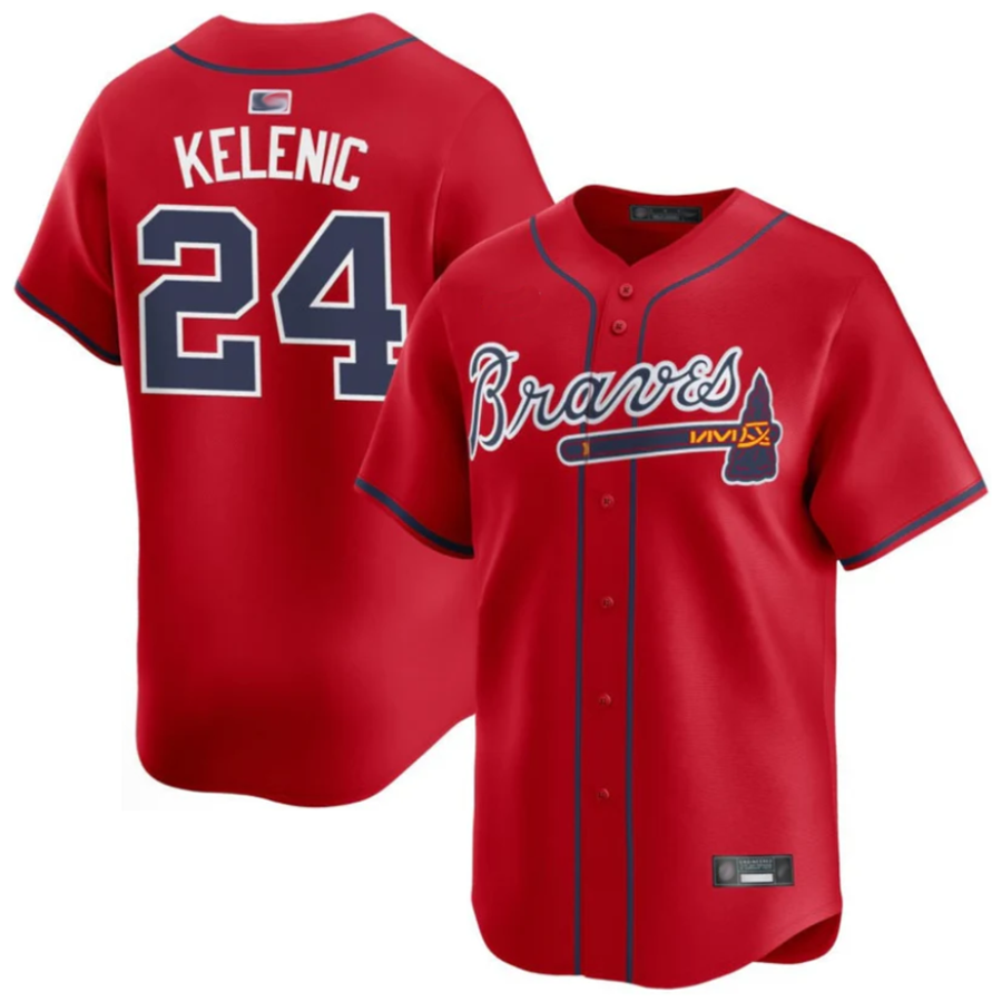 A.Braves #24 Jarred Kelenic Player Red Home Replica product image 1
