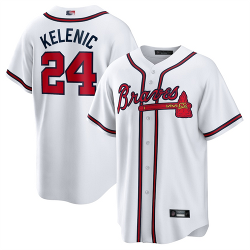 A.Braves #24 Jarred Kelenic Player White Home Replica product image 1