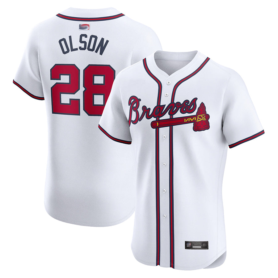 A.Braves #28 Matt Olson Player White Home Elite Baseball product image 1