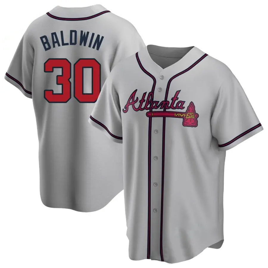 A.Braves #30 Drake Baldwin Player Gray Game Baseball Jerseys product image 1