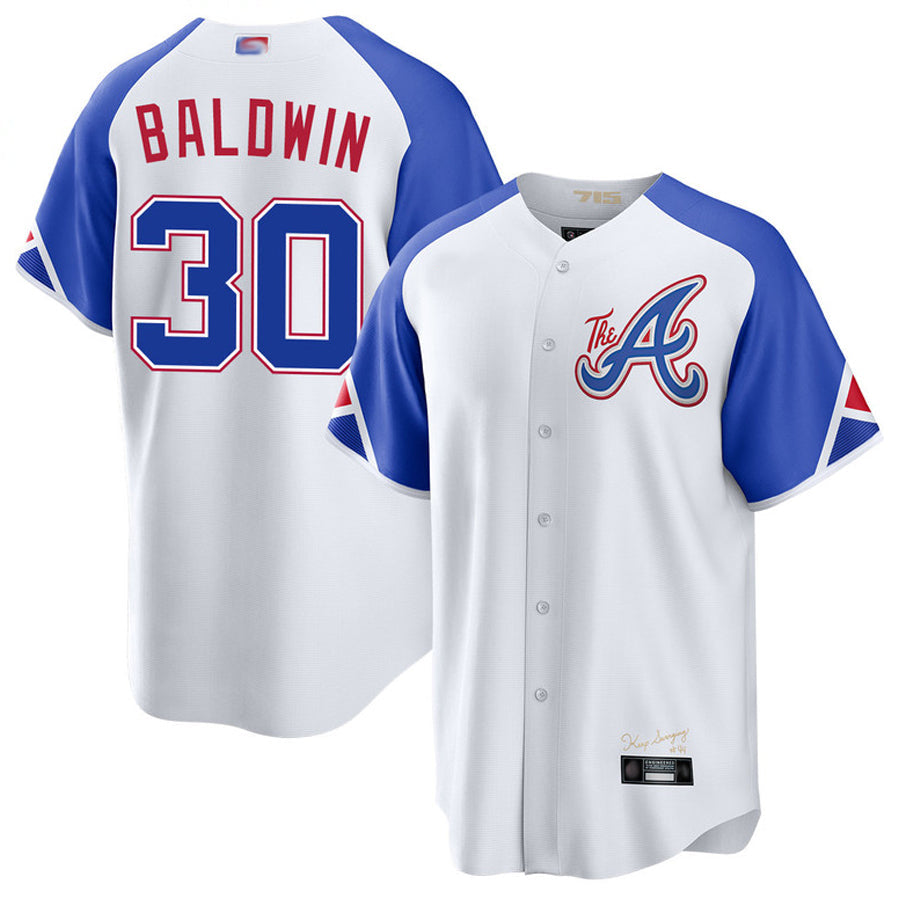 A.Braves #30 Drake Baldwin Player White City Connect product image 1