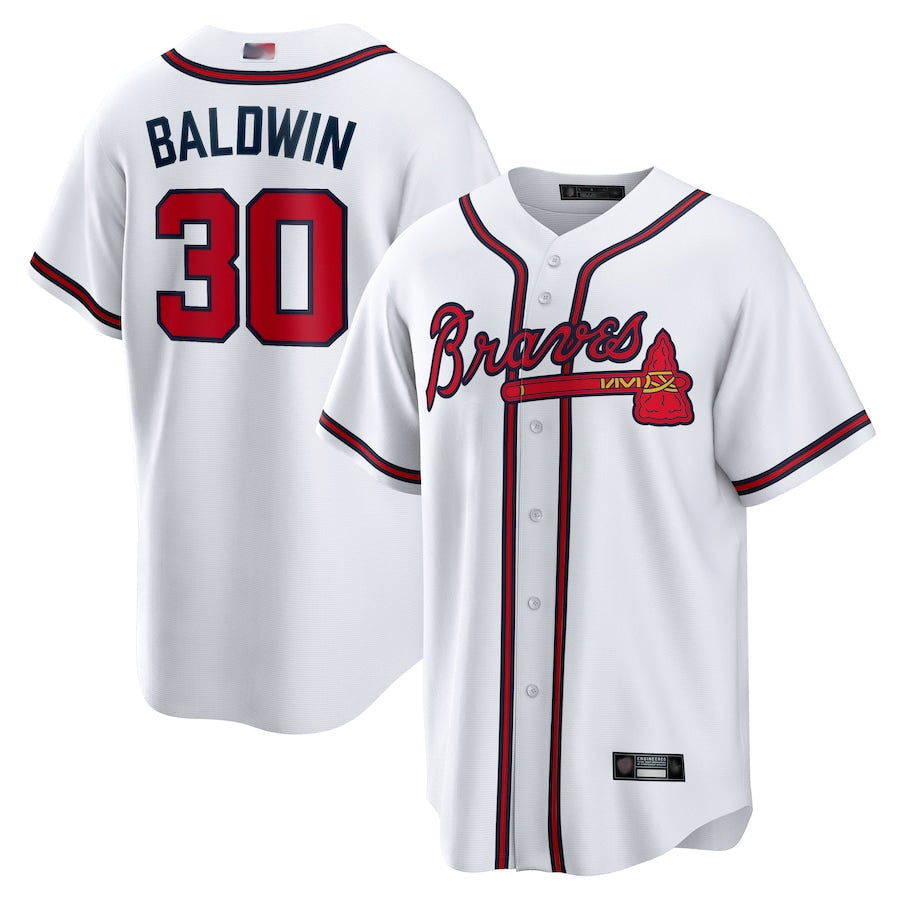 A.Braves #30 Drake Baldwin Player White Home Replica product image 1