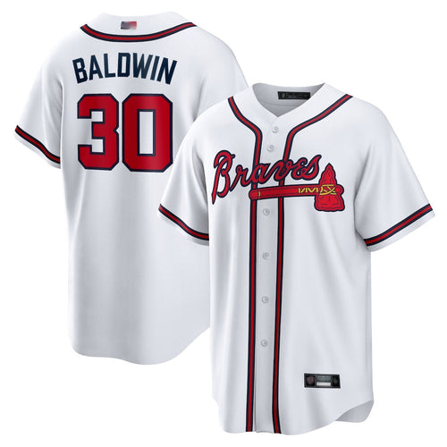 A.Braves #30 Drake Baldwin Player White Home Replica product image 1