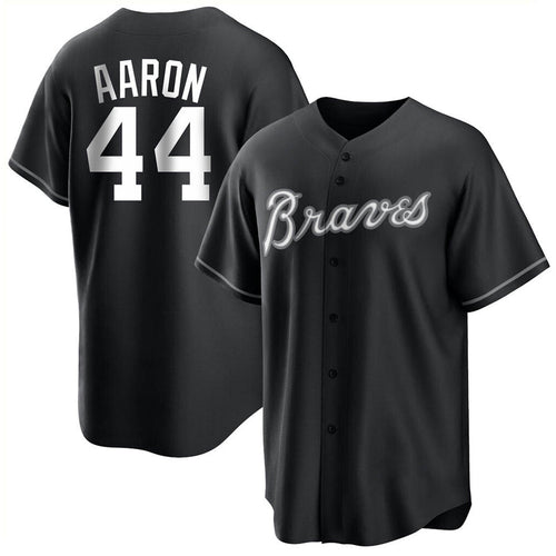 A.Braves #44 Hank Aaron Player Black Replica Game Baseball product image 1