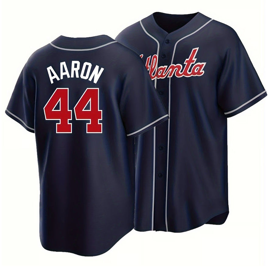 A.Braves #44 Hank Aaron Player Navy Classic Stitched product image 1