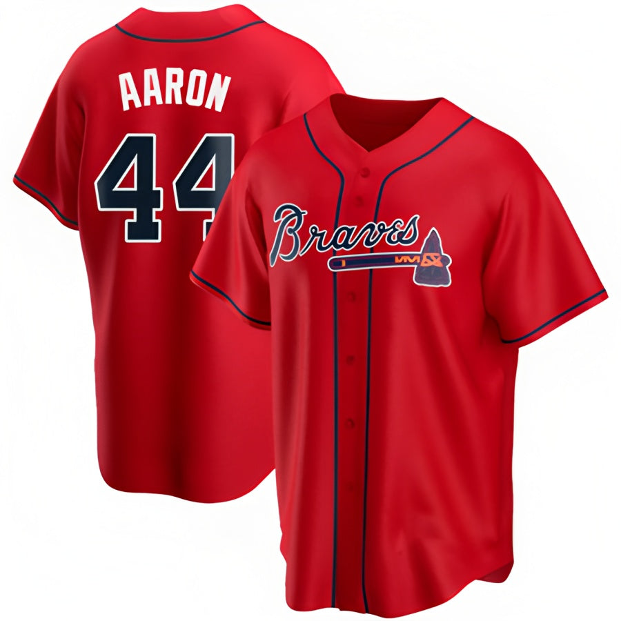 A.Braves #44 Hank Aaron Player Red Home Game Baseball product image 1