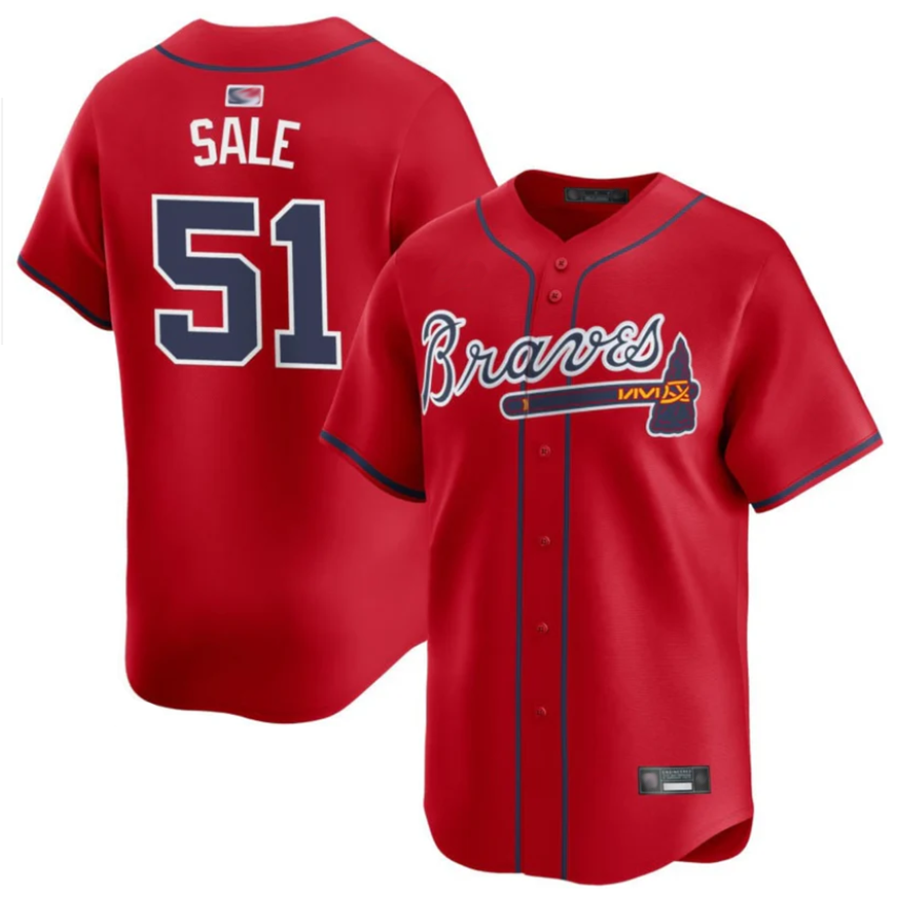 A.Braves #51 Chris Sale Player Red Home Replica Baseball product image 1
