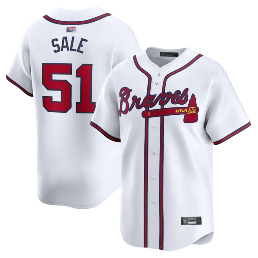 A.Braves #51 Chris Sale Player White Home Limited Baseball product image 1