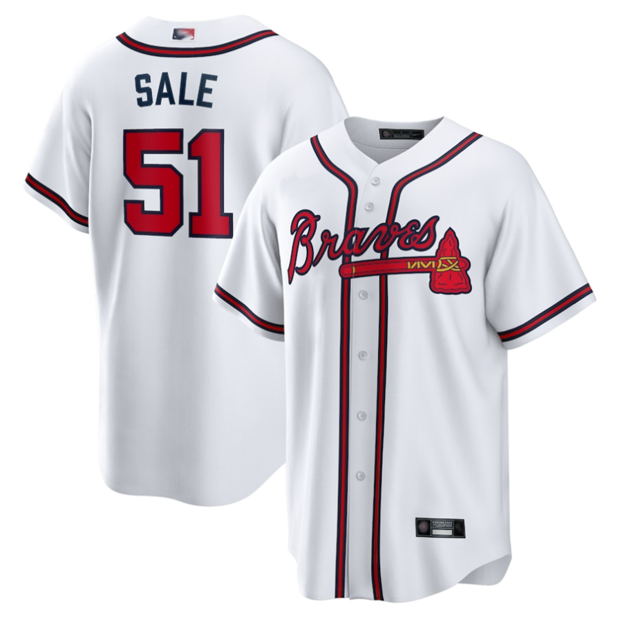 A.Braves #51 Chris Sale Player White Home Replica Baseball product image 1