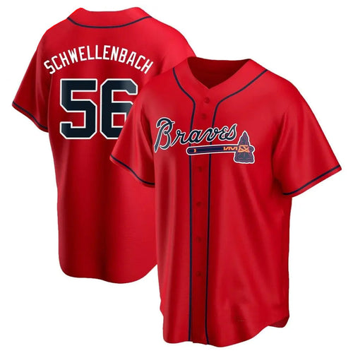 A.Braves #56 Spencer Schwellenbach Player Red Replica Game product image 1