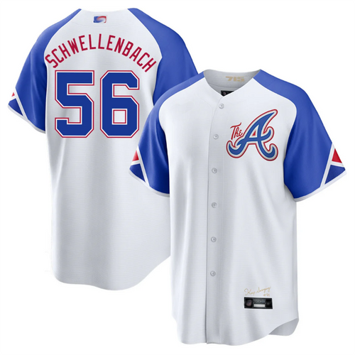 A.Braves #56 Spencer Schwellenbach Player White-Blue City product image 1