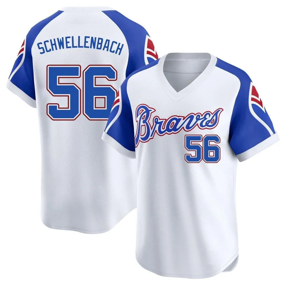 A.Braves #56 Spencer Schwellenbach Player White Throwback product image 1