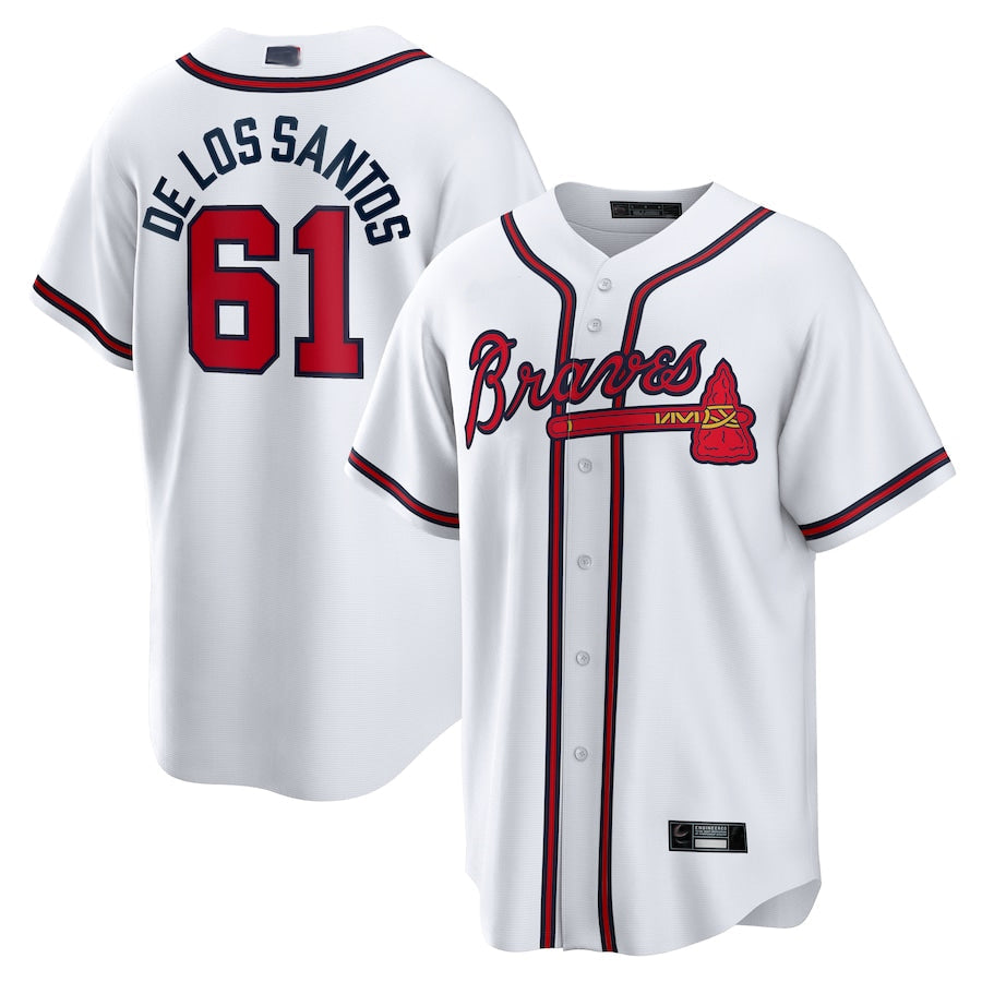 A.Braves #61 Enyel De Los Santos Player White Home Replica product image 1