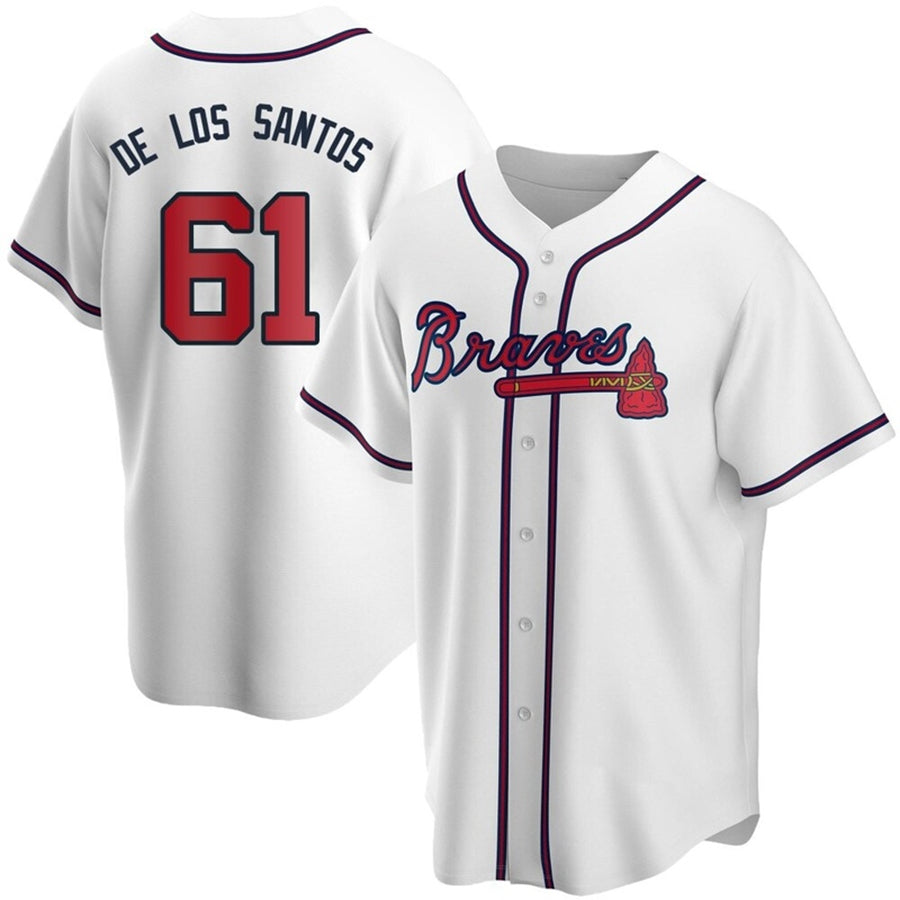 A.Braves #61 Enyel De Los Santos Player White Game Baseball product image 1
