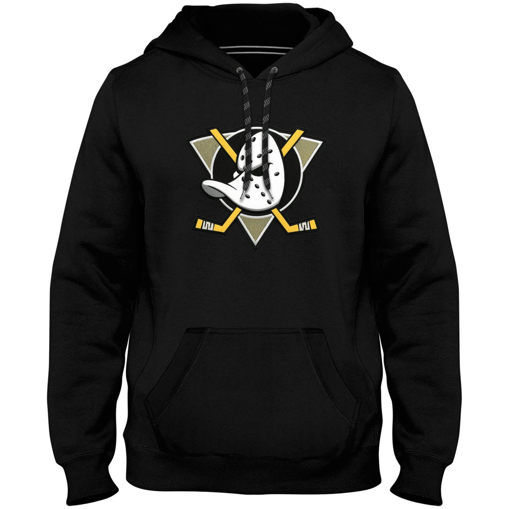Anaheim Ducks NHL Bulletin Men Black Express Twill Logo Hoodie product image 1, provided for visual reference and product