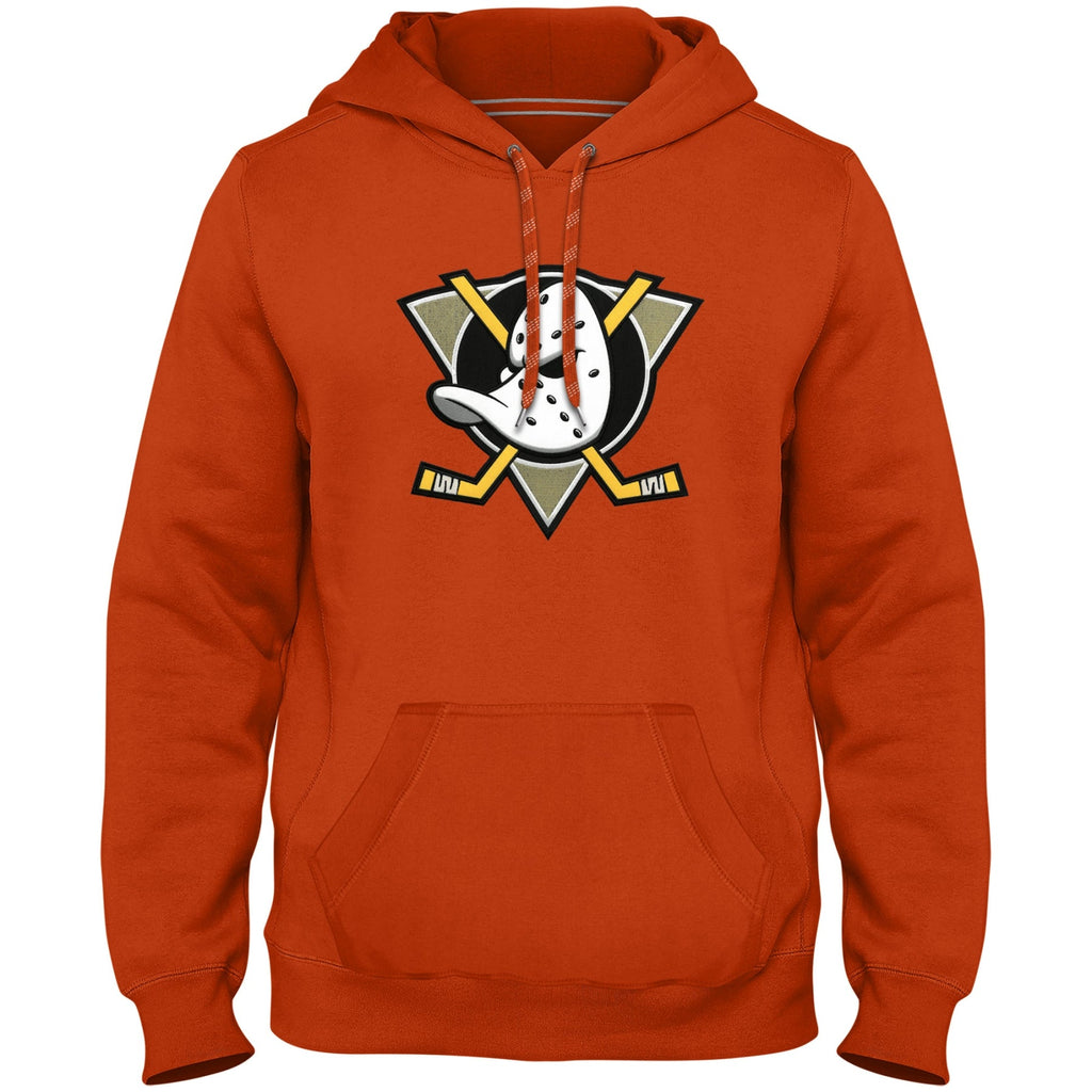 Anaheim Ducks NHL Bulletin Men Orange Express Twill Logo Hoodie product image 1, provided for visual reference and product