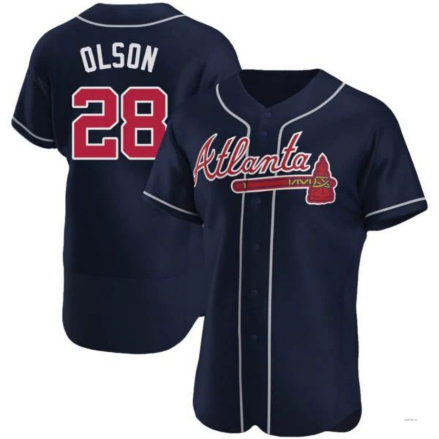 A.Braves #28 Matt Olson Navy Elite Player Jersey Stitches product image 1