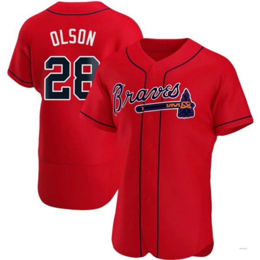 A.Braves #28 Matt Olson Red Player Elite Jersey Stitches product image 1