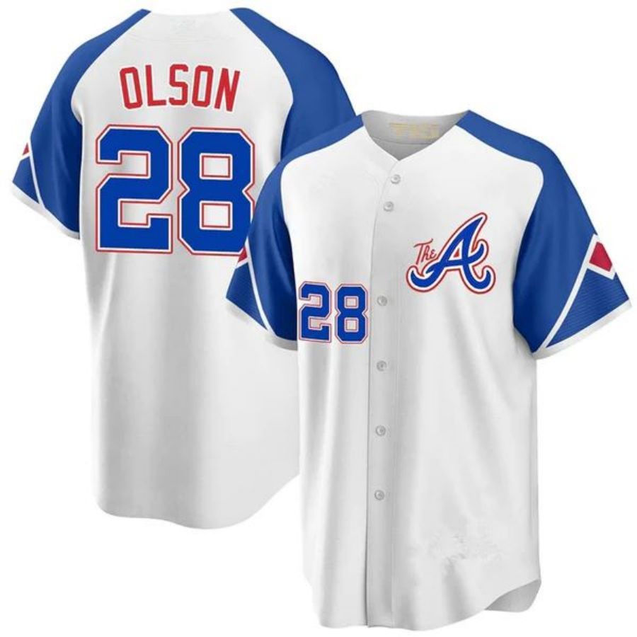 A.Braves #28 Matt Olson Player White Cool Base Jersey product image 1