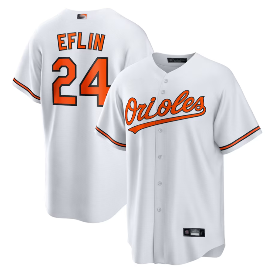 B.Orioles #24 Zach Eflin Player White Home Replica Baseball product image 1