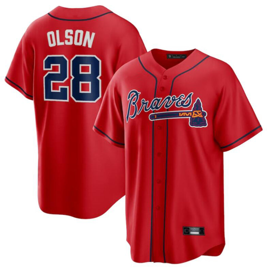 A.Braves #8 Matt Olson Red Game Player Baseball Jerseys product image 2